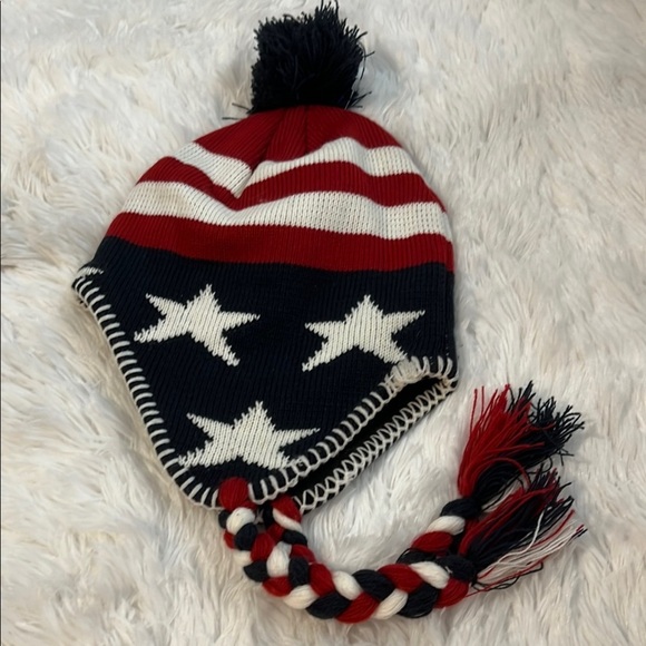 All American Star Pattern Knit Hat - Red, White, and Blue - Picture 3 of 3